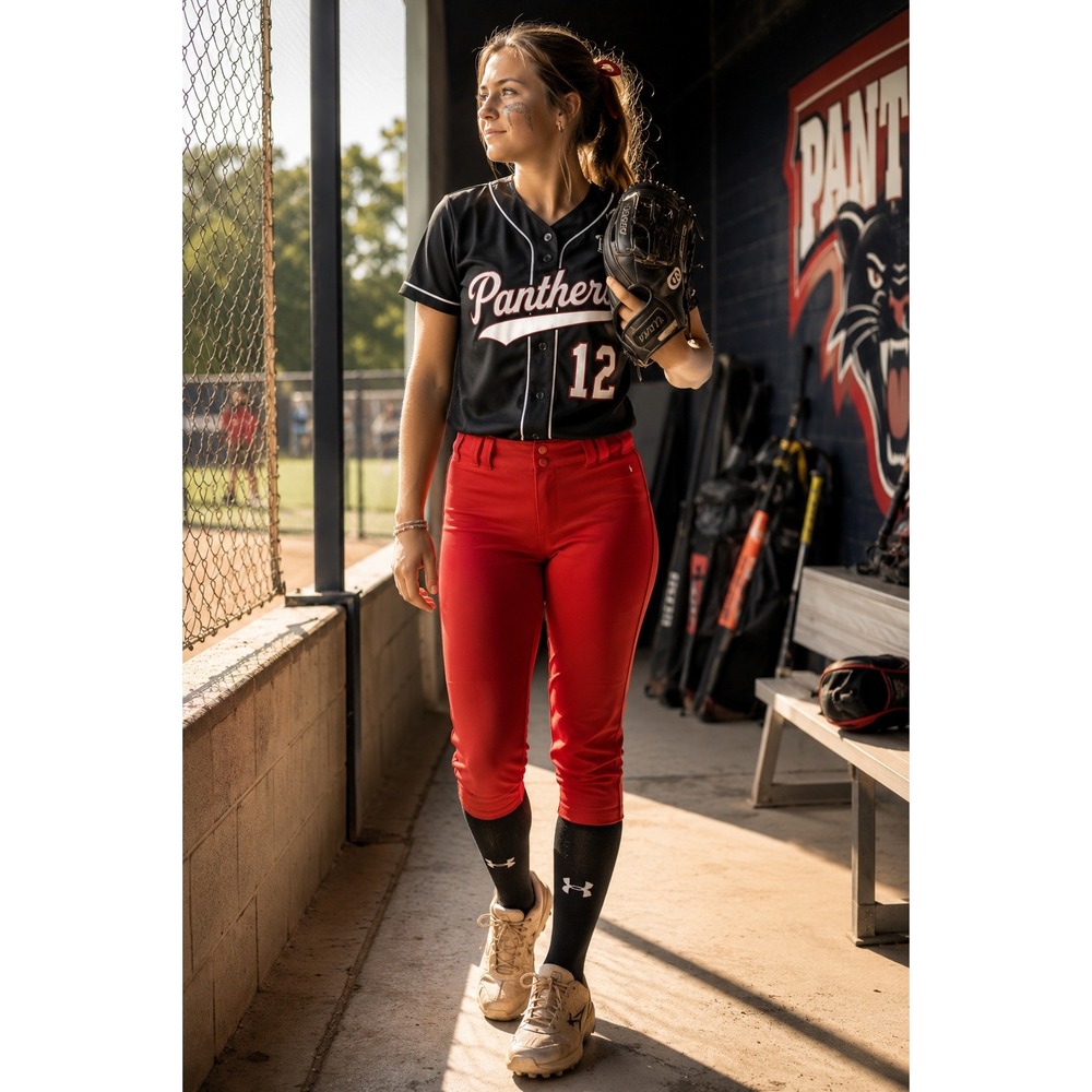 Augusta Sportswear Red Softball Pants Ladies Small Double Knee Athletic Pants